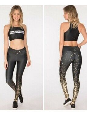 GOLDSHEEP, Falling Lights Leggings, Holiday Glitter (Printed), Small, MSRP $98